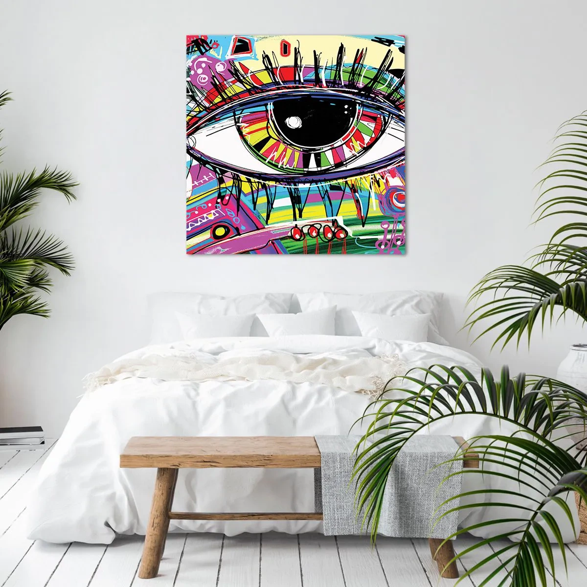 Canvastavla - Bild på duk - Färgglatt öga - färgglad själ - 40x40 cm