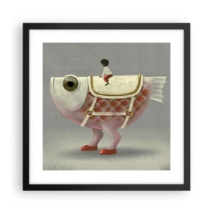 Affisch i svart ram - Fiskryttare - 40x40 cm