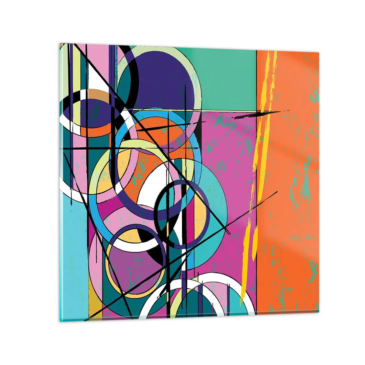 Glastavla - Bild på glas - Hjul efter hjul - 40x40 cm