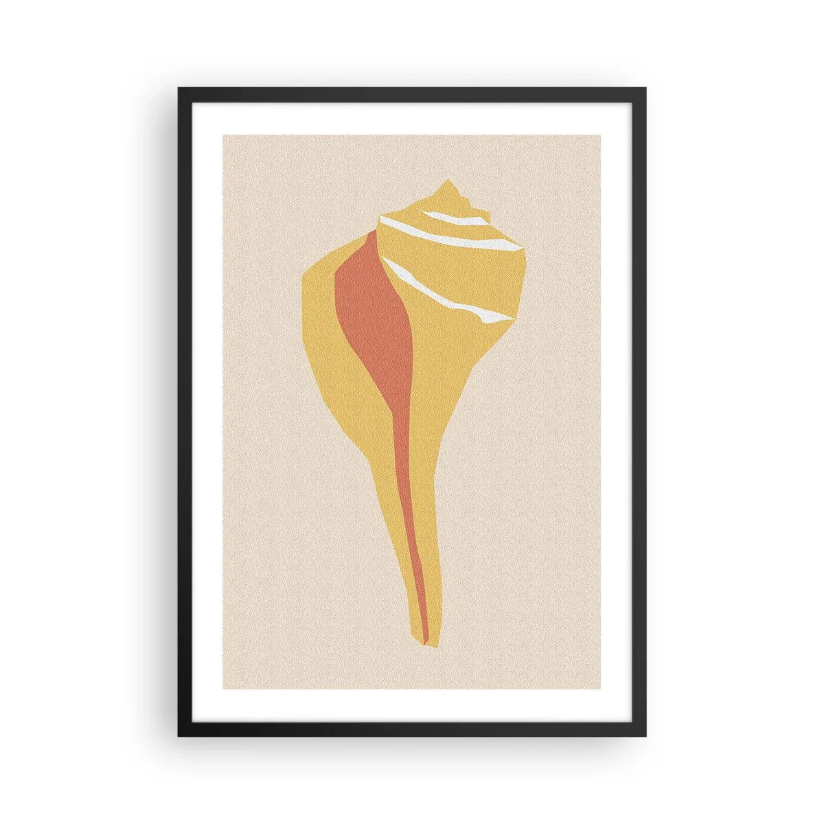 Affisch i svart ram - Minimalistisk skalgrafik i varma färger - 50x70cm - Organisk abstraktion - tillväxt - Modern väggdekoration för vardagsrum och sovrum ARTTOR