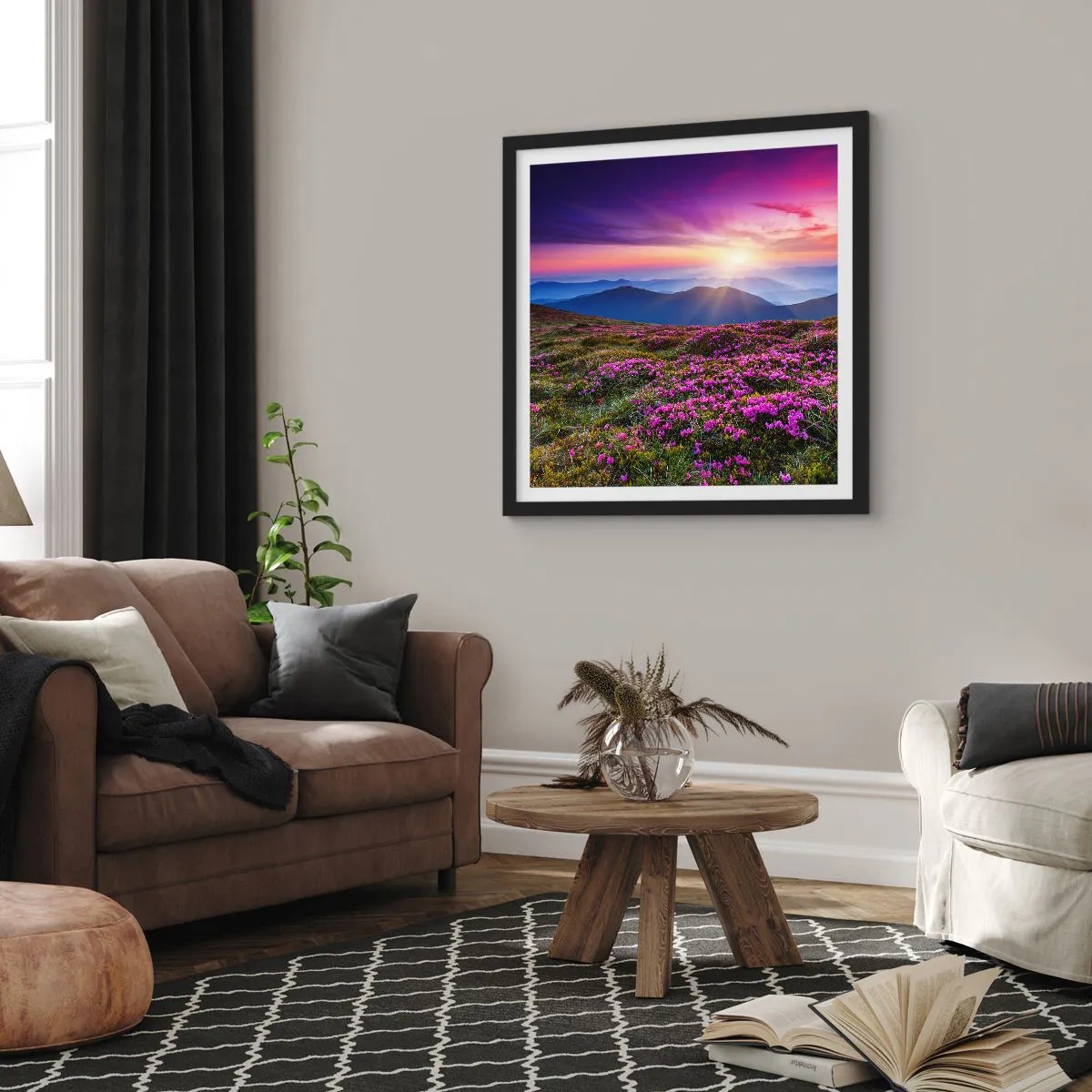 Affisch i svart ram - Doftande örter - 60x60 cm