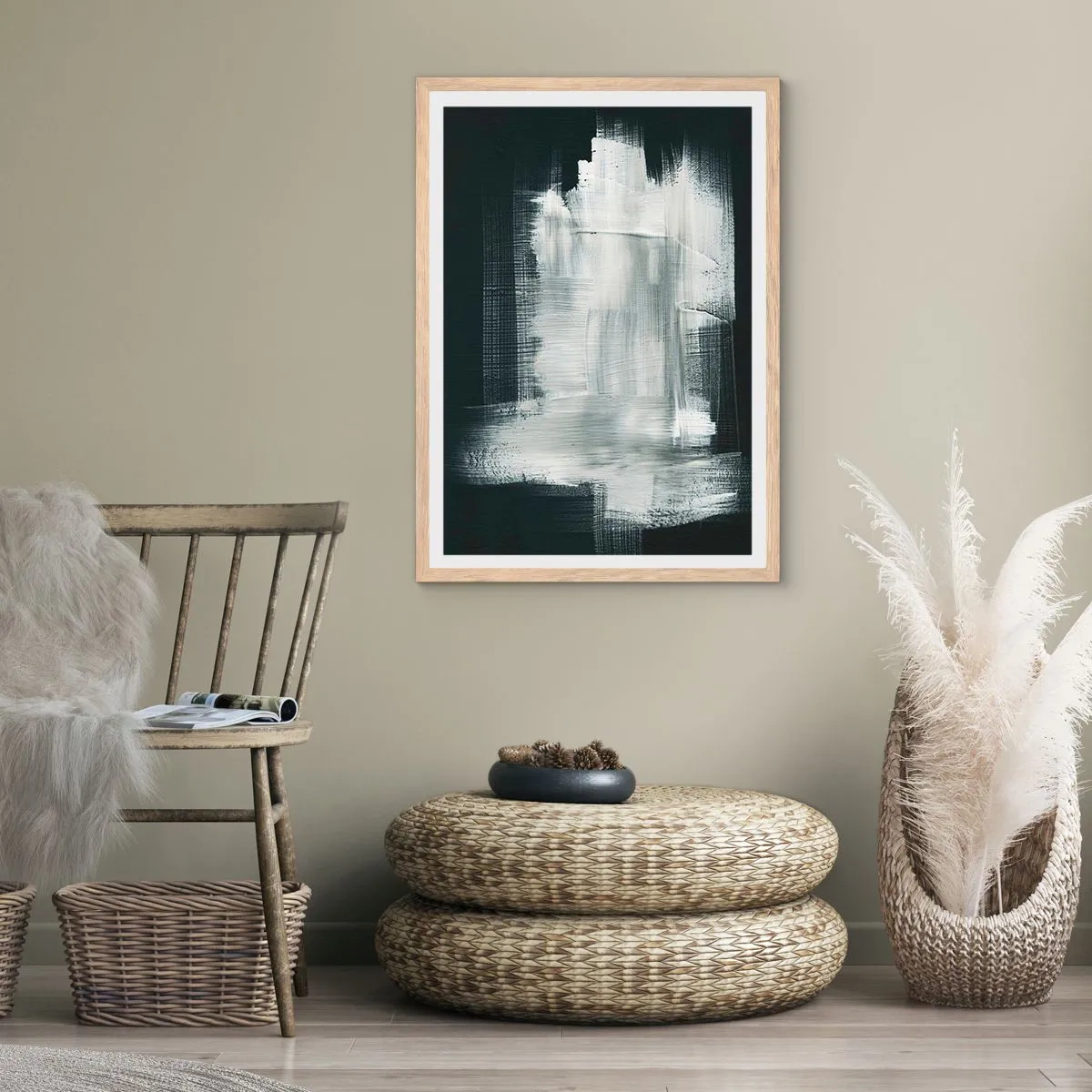 Affisch i ram av ljusek - Vävd av det vertikala och horisontella - 61x91 cm