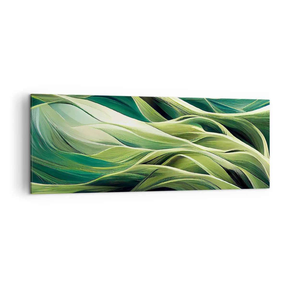 Canvastavla - Bild på duk - Ett abstrakt spel med grönt - 140x50 cm