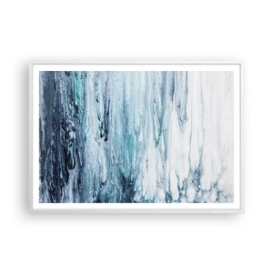 Affisch i vit ram - Blåa istappar - 100x70 cm