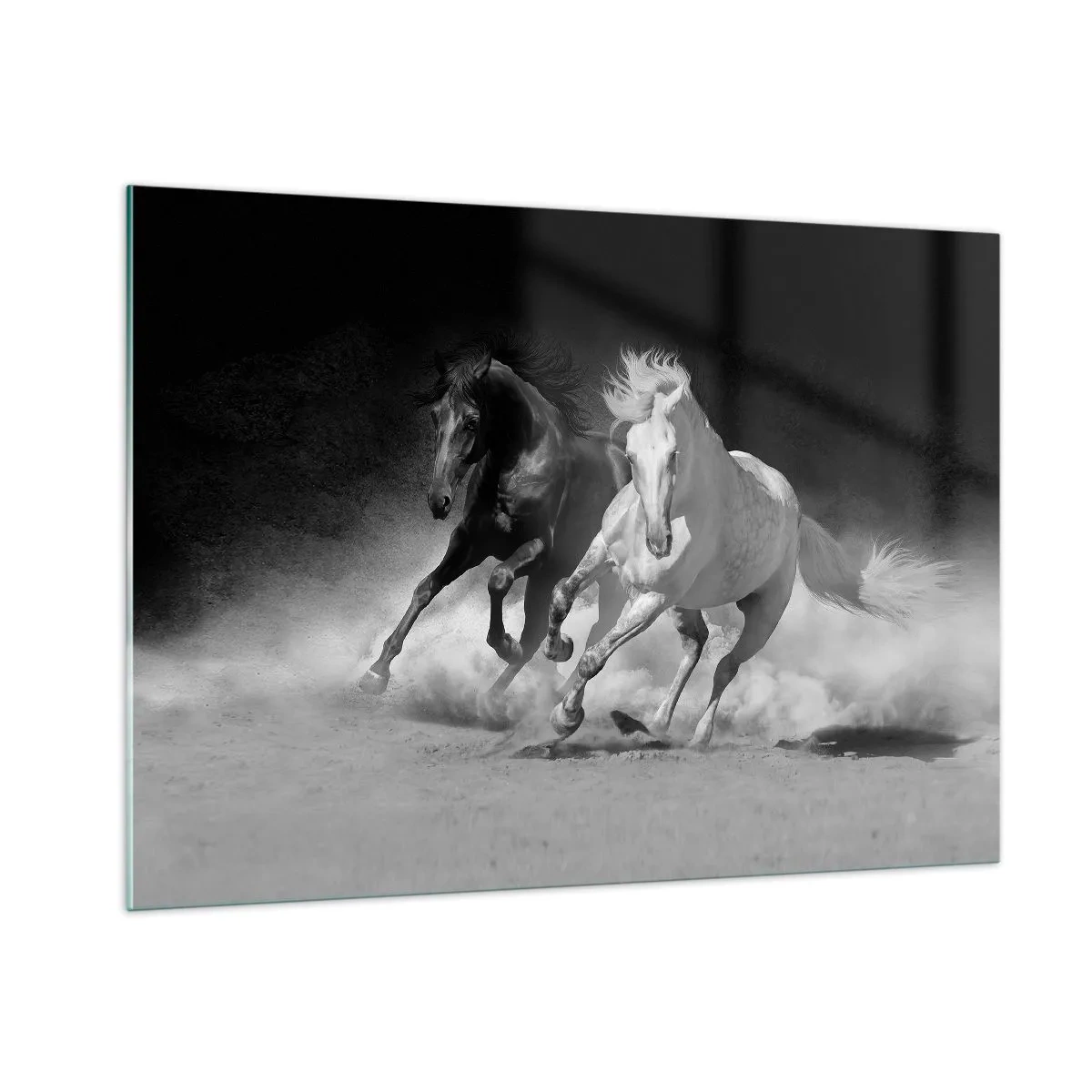 Glastavla - Bild på glas - Frihetens galopp - 100x70 cm
