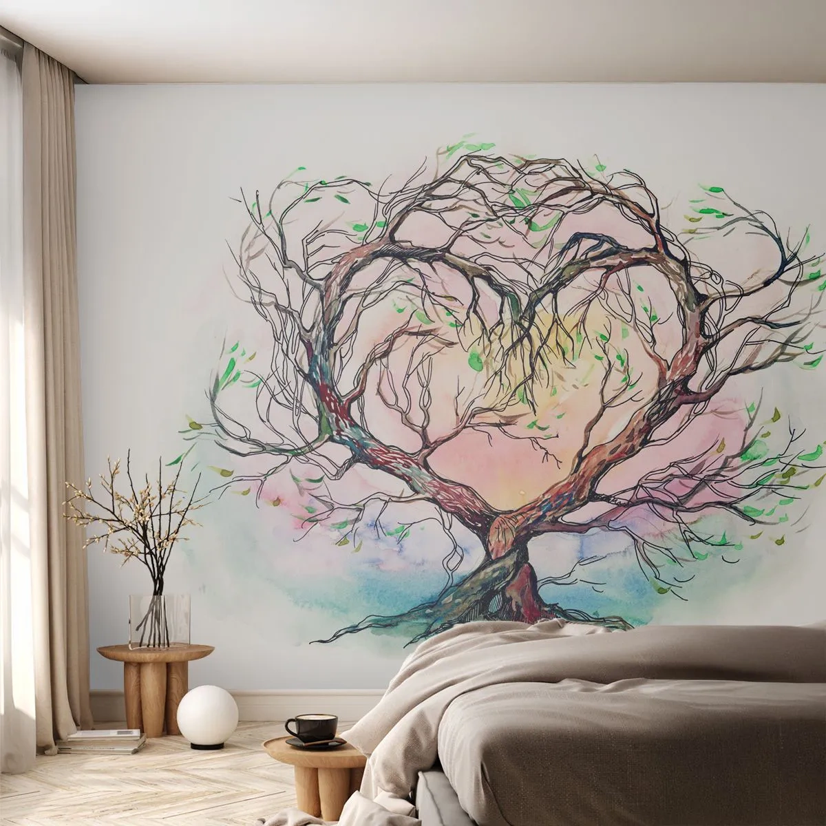 Fototapet Premium Sand - Tillsammans mot stormarna - Abstraktion, Träd, Bit - 400x280 cm