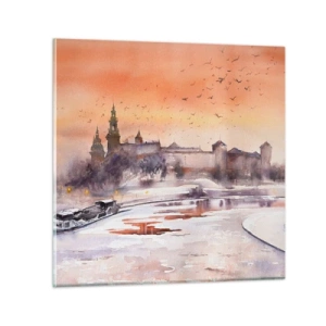Glastavla - Bild på glas - Kunglig solnedgång - 50x50 cm