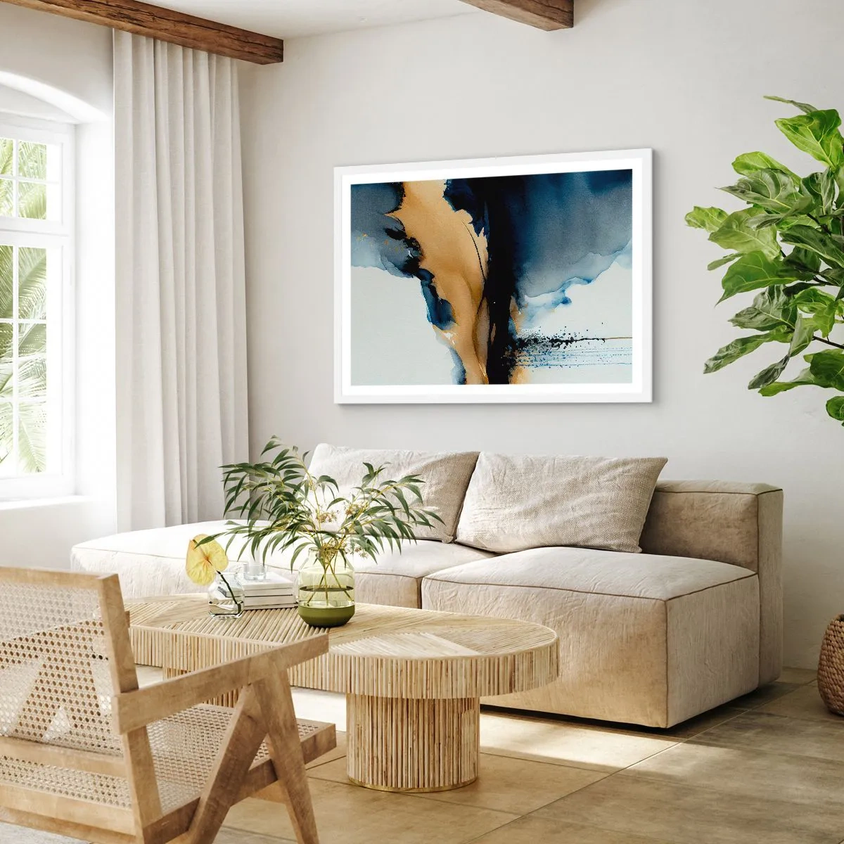 Affisch i vit ram - Bakom ridån - 91x61 cm