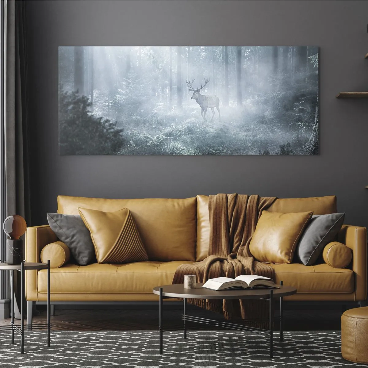 Glastavla - Bild på glas - Morgonrond runt godset - 120x50 cm