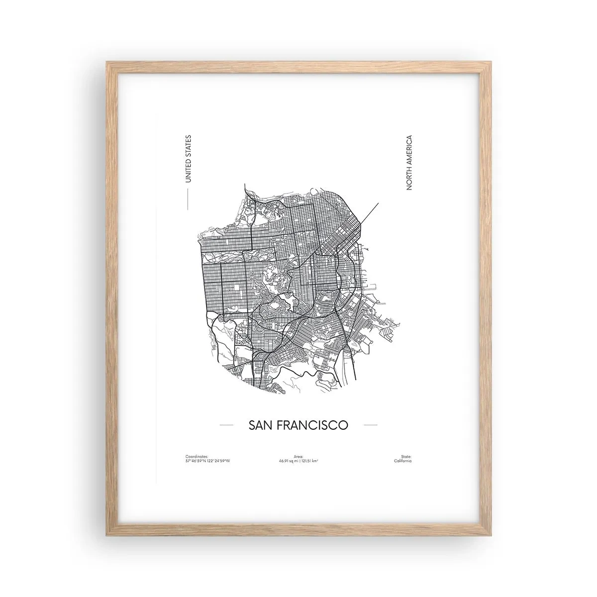 Affisch i ram av ljusek - San Franciscos anatomi - 40x50 cm