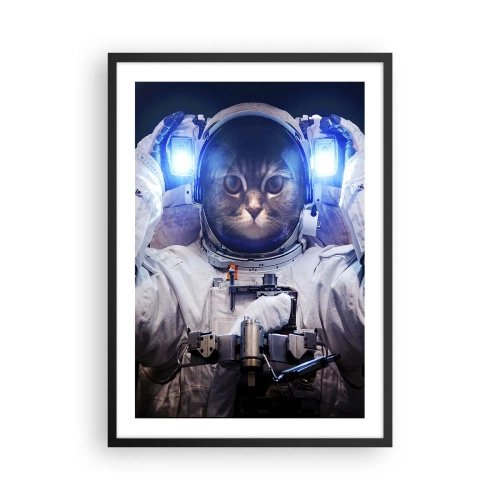 Affisch i svart ram - Astronautkatt i full rymddräkt - 50x70cm - Houston, ni har problem - Modern väggdekoration för vardagsrum och sovrum ARTTOR