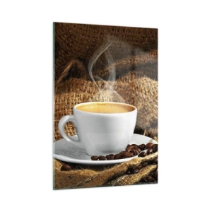 Glastavla - Bild på glas - Mokkadoft och honungtjock dryck - 50x70 cm