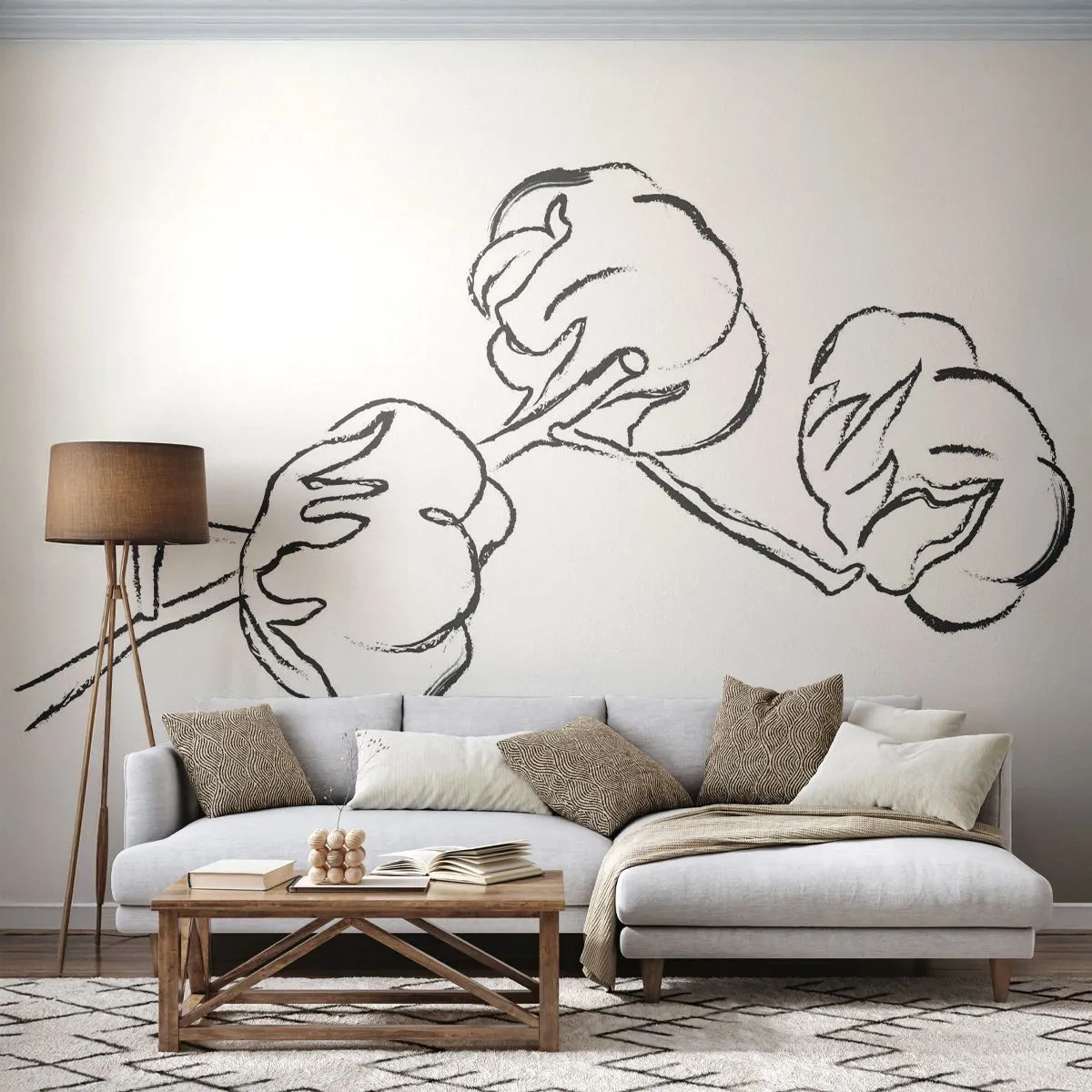 Fototapet Standard Eco - Bomullsdun - Bomull, Minimalism, Kontur - 150x105 cm