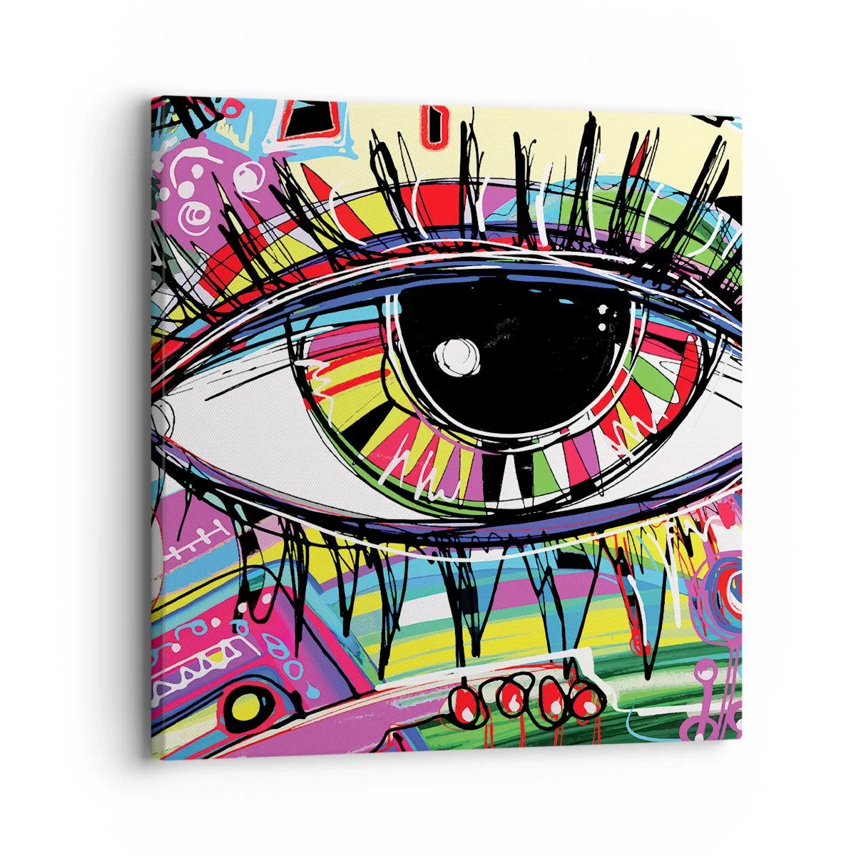 Canvastavla - Bild på duk - Färgglatt öga - färgglad själ - 30x30 cm