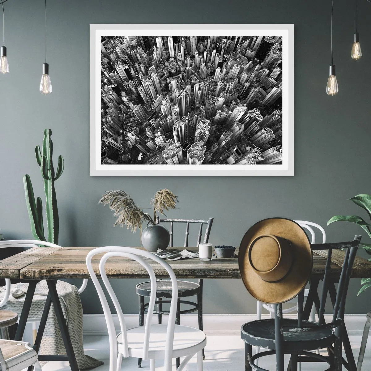 Affisch i vit ram - Hela tiden högre och högre - 70x50 cm