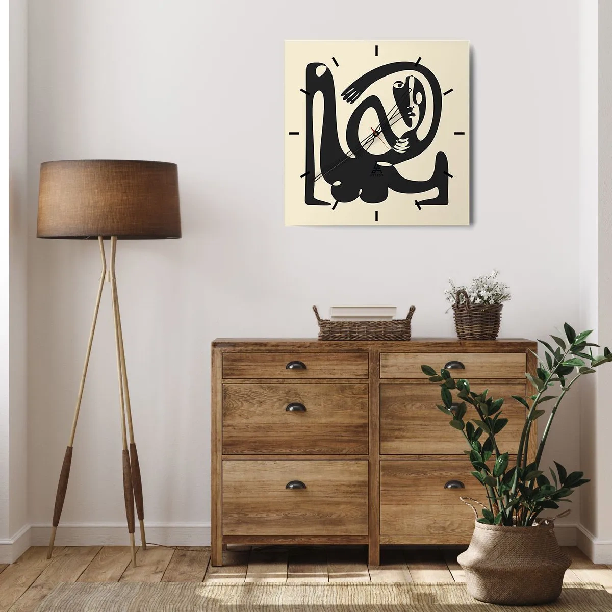 Väggklocka - Klocka på glas - Nästan Picasso - 30x30 cm