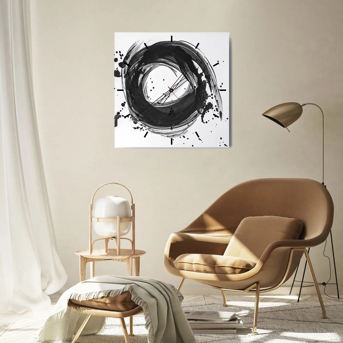 Väggklocka - Klocka på glas - Skapandets virvel - 30x30 cm