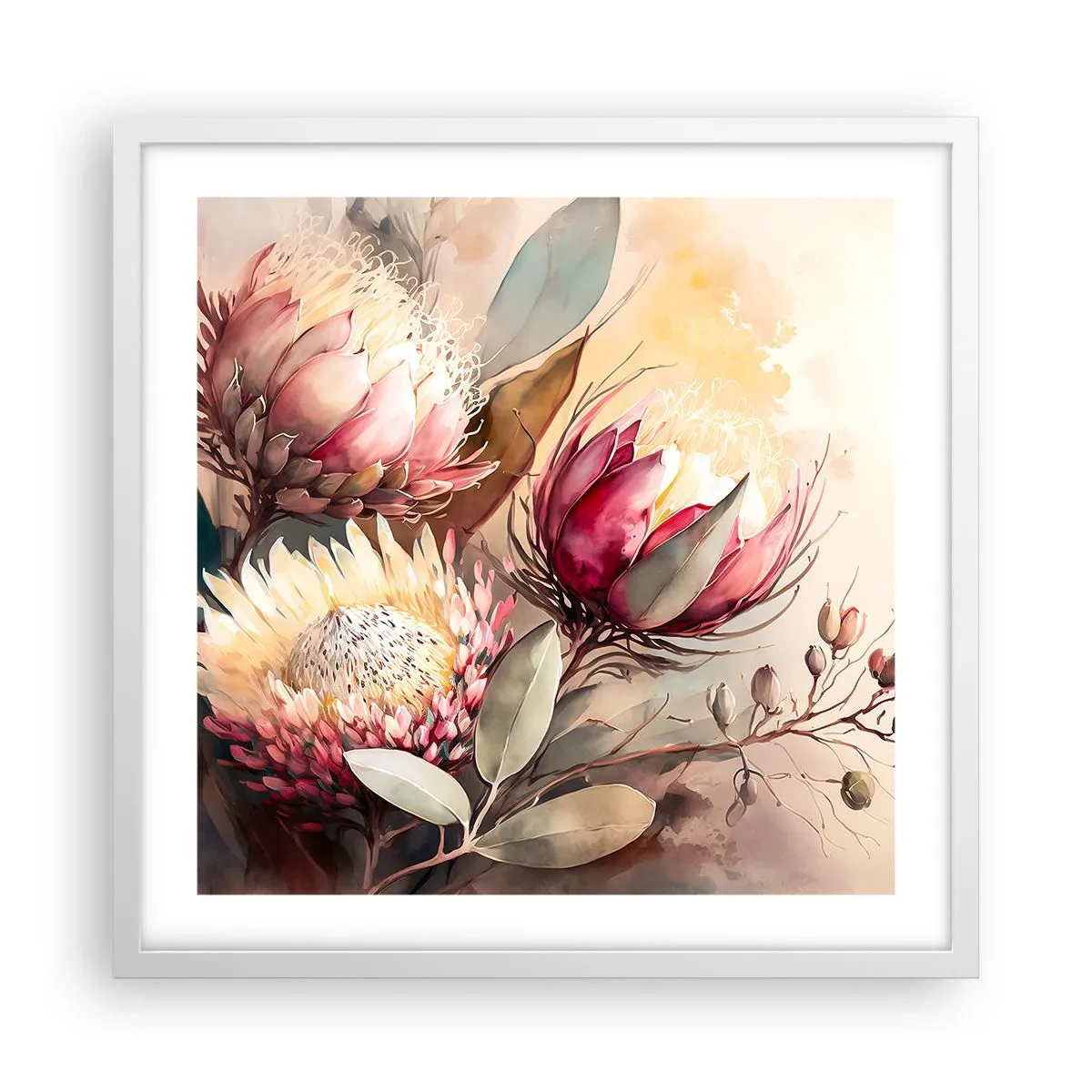 Affisch i vit ram - Från profil och en face - 50x50 cm