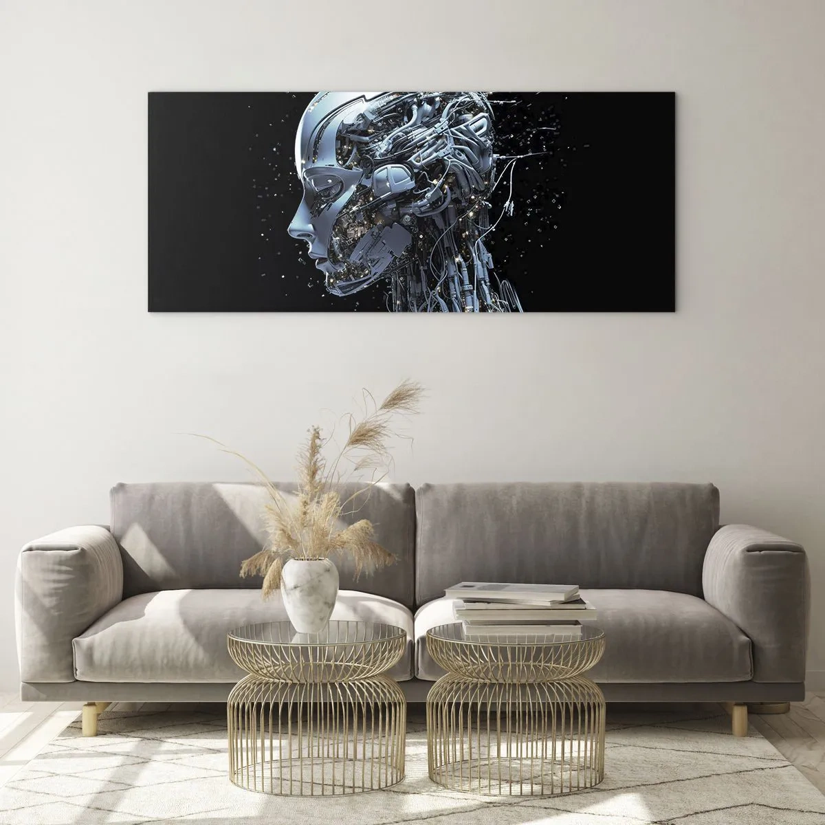 Glastavla - Bild på glas - Teknik är en kvinna - 100x40 cm