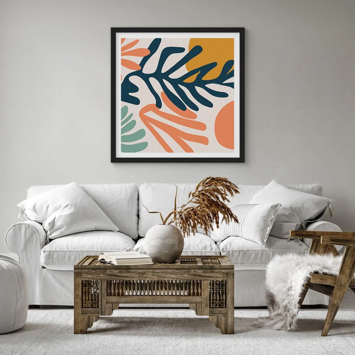 Affisch i svart ram - Korallhav - 40x40 cm