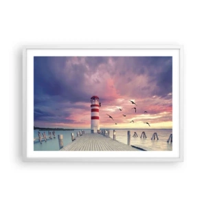 Affisch i vit ram - Dags att bege sig till hamnen - 70x50 cm