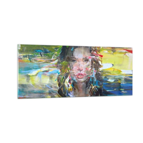 Glastavla - Bild på glas - Bakom luftridån - 100x40 cm