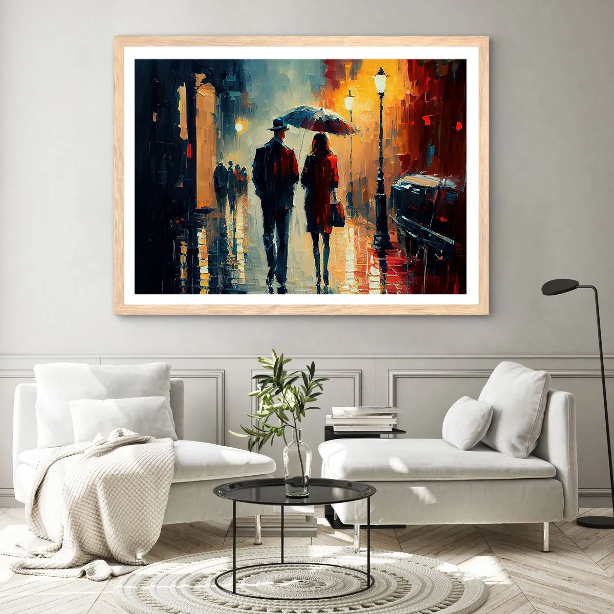 Affisch i ram av ljusek - Kärlekshistoria på stan - 100x70 cm