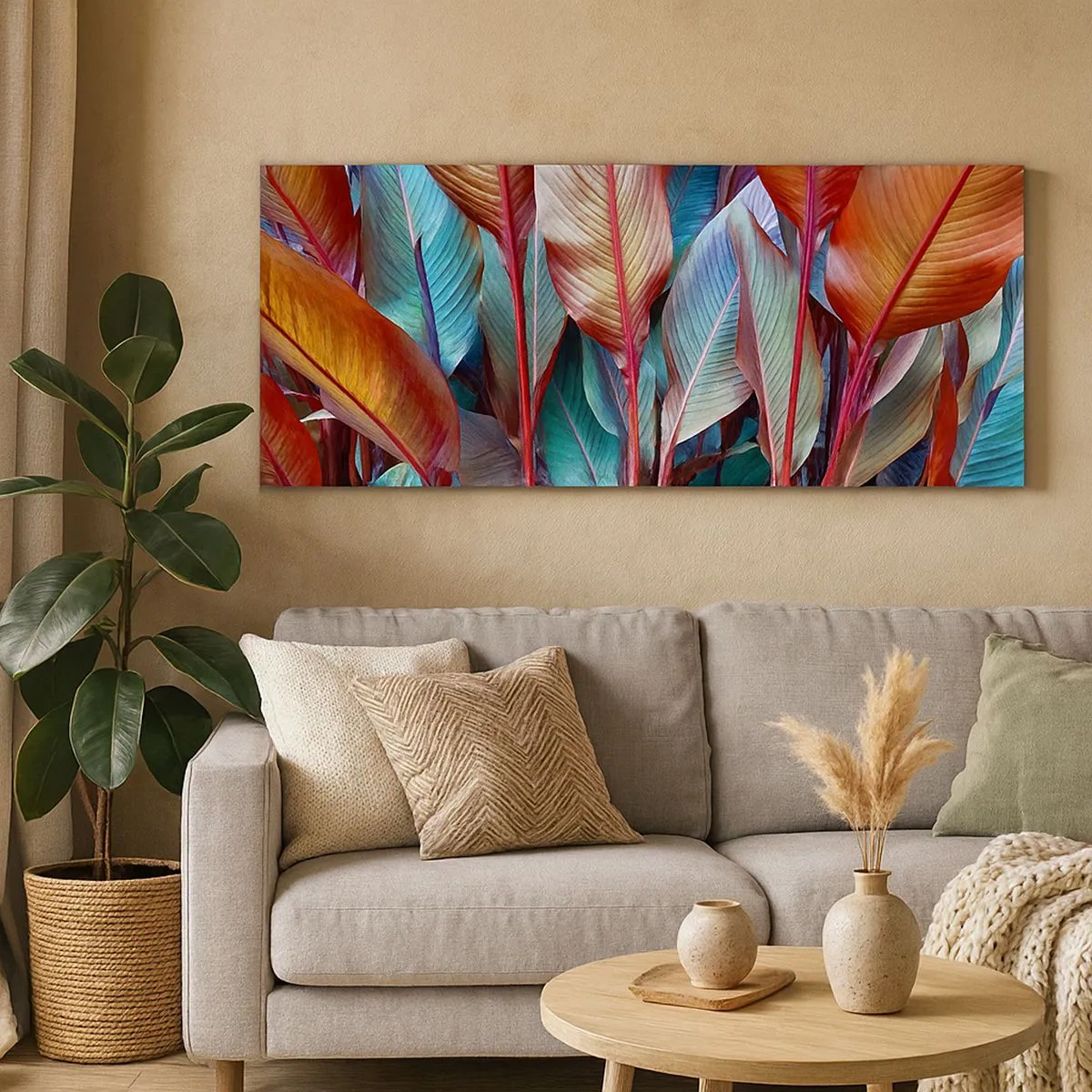 Canvastavla - Bild på duk - En färgglad tätskog - 100x40 cm