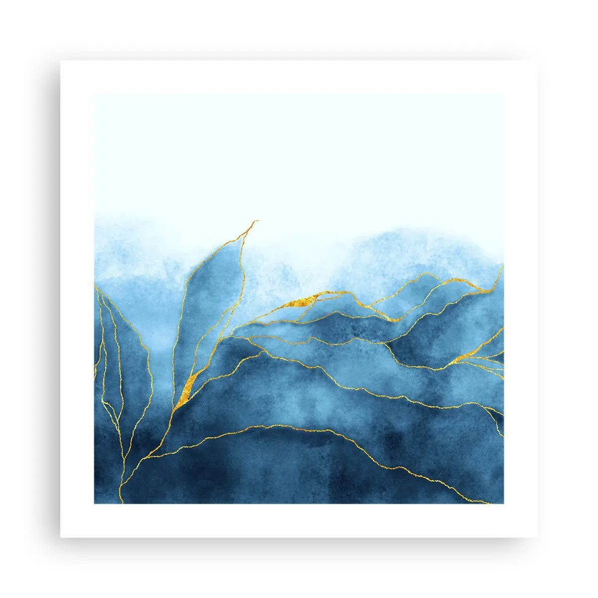 Affisch - Blått i guld - 50x50 cm
