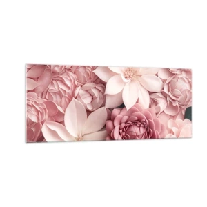 Glastavla - Bild på glas - I rosa kronblad - 100x40 cm