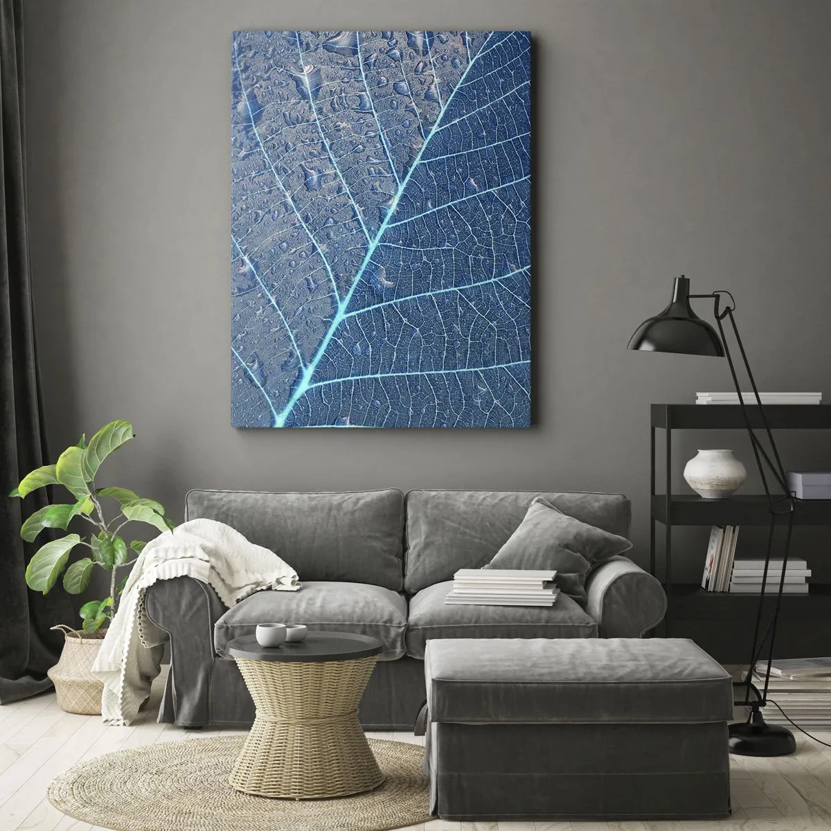 Canvastavla - Bild på duk - Livet i det blåa - 45x80 cm