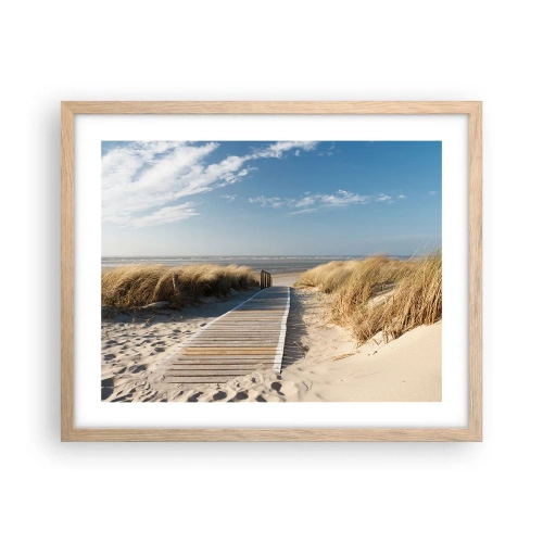 Affisch i ram av ljusek - Bortom sanddynan, i gräsets brus - 50x40 cm