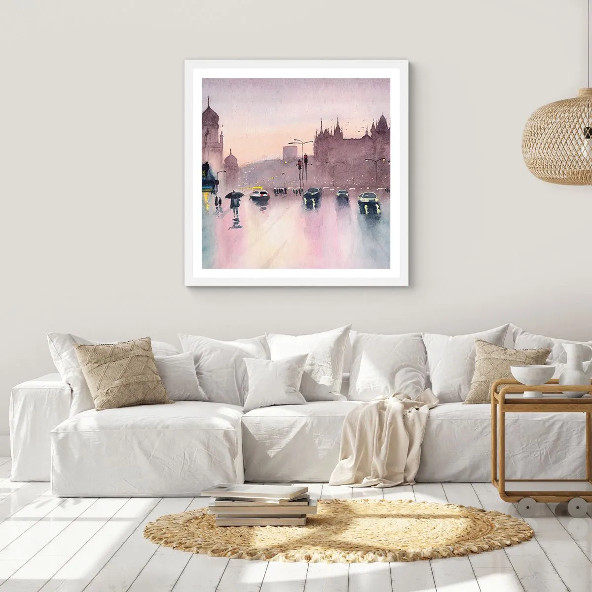 Affisch i vit ram - I regnig dimma - 30x30 cm