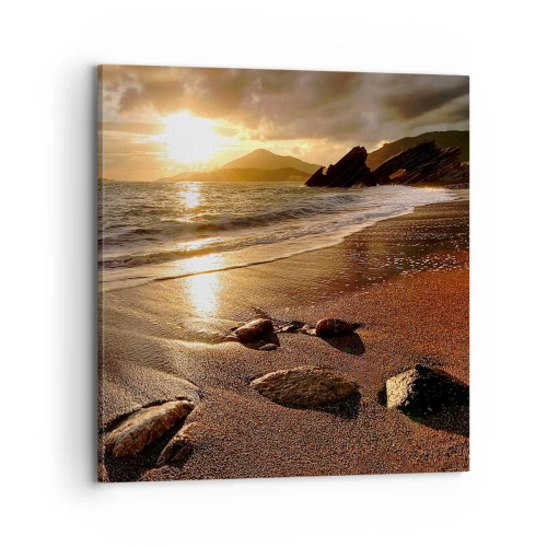 Canvastavla - Bild på duk - Följ solen mot kullarna - 70x70 cm