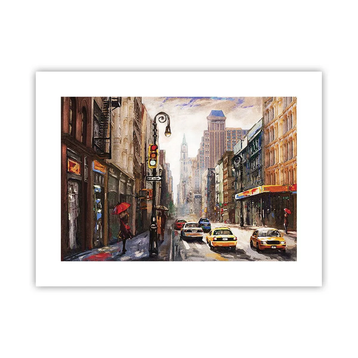 Affisch - New York - färgglad också i regnet - 40x30 cm