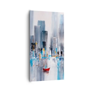 Canvastavla - Bild på duk - Metropolis vid bukten - 65x120 cm