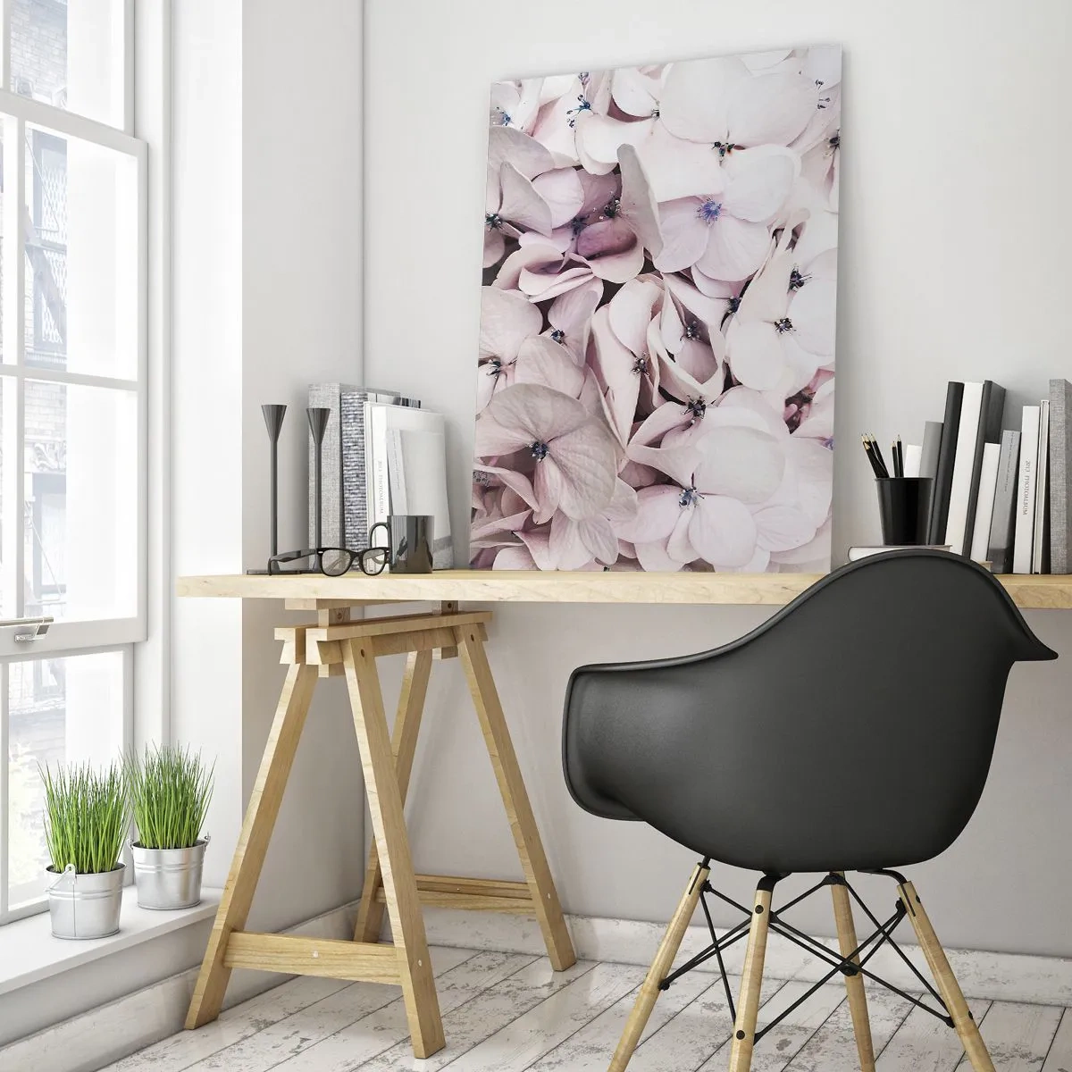 Glastavla - Bild på glas - I en flod av blommor - 50x70 cm
