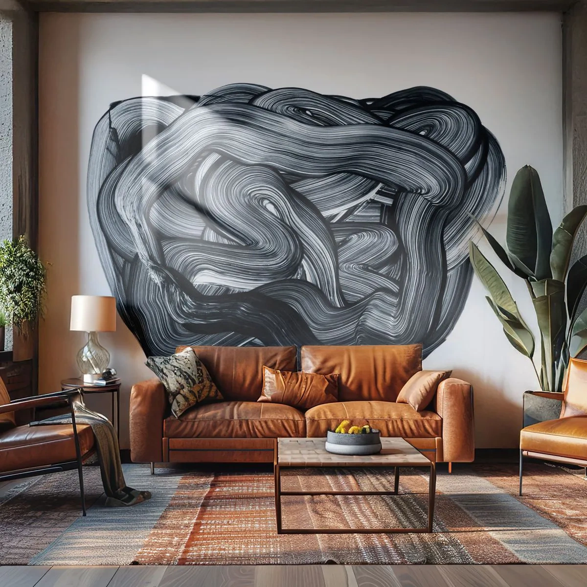 Självhäftande Fototapet Deluxe Sticker - Det är inte så enkelt - Abstraktion, Grafik, Svartvitt - 250x175 cm