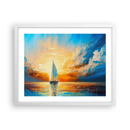 Affisch i vit ram - Segla i gult - 50x40 cm