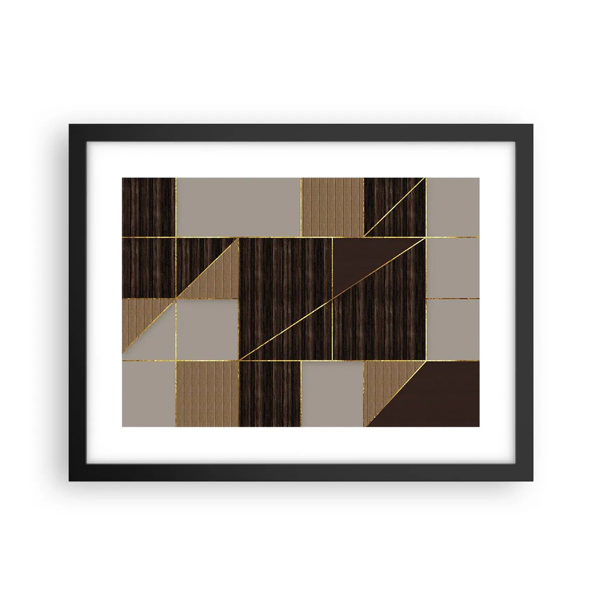 Affisch i svart ram - Mosaik av brun och guld - 40x30 cm