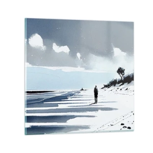 Glastavla - Bild på glas - Ensam - 70x70 cm
