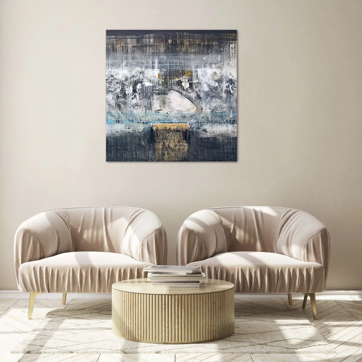 Glastavla - Bild på glas - På is och klumpar - 70x70 cm