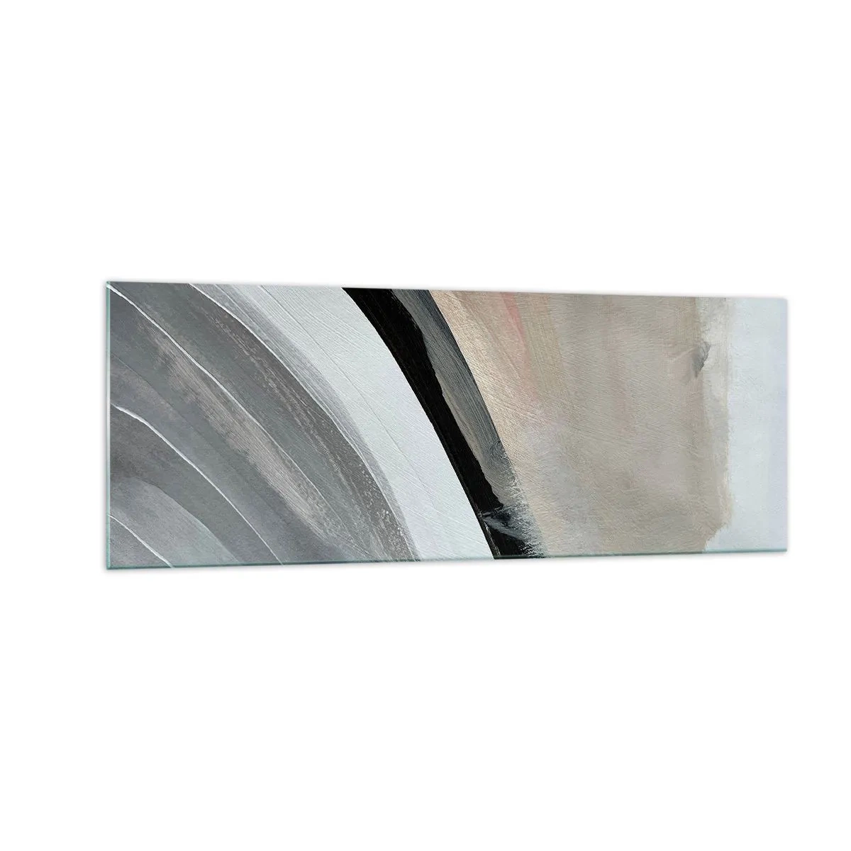 Glastavla - Bild på glas - Komposition: en båge av svart och grått - 140x50 cm