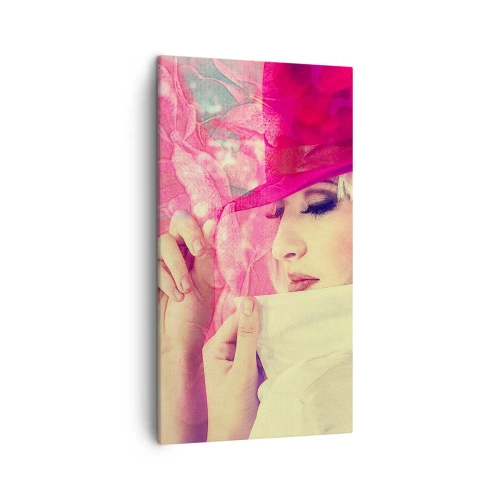 Canvastavla - Bild på duk - Retroporträtt i rosa ångor - 45x80 cm
