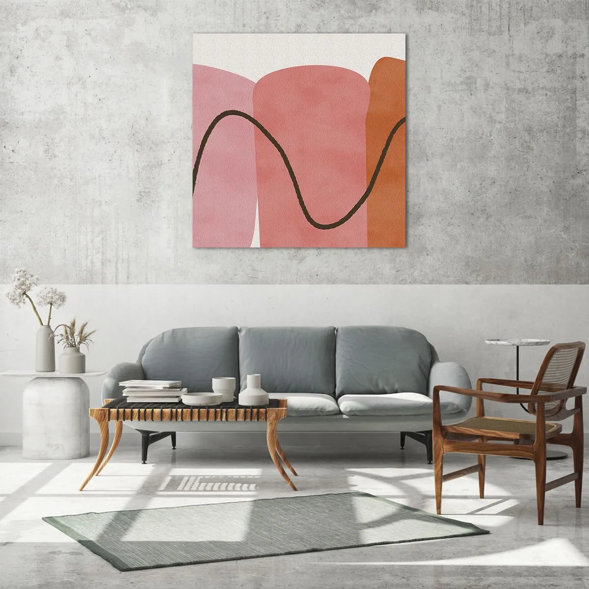 Glastavla - Bild på glas - Formernas mjuka rörelse - 70x70 cm