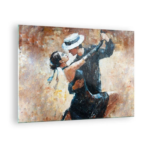 Glastavla - Bild på glas - Ett par som dansar i elegant stil med klassisk känsla - 70x50cm - A la Rudolf Valentino - Modern väggdekoration för vardagsrum och sovrum ARTTOR