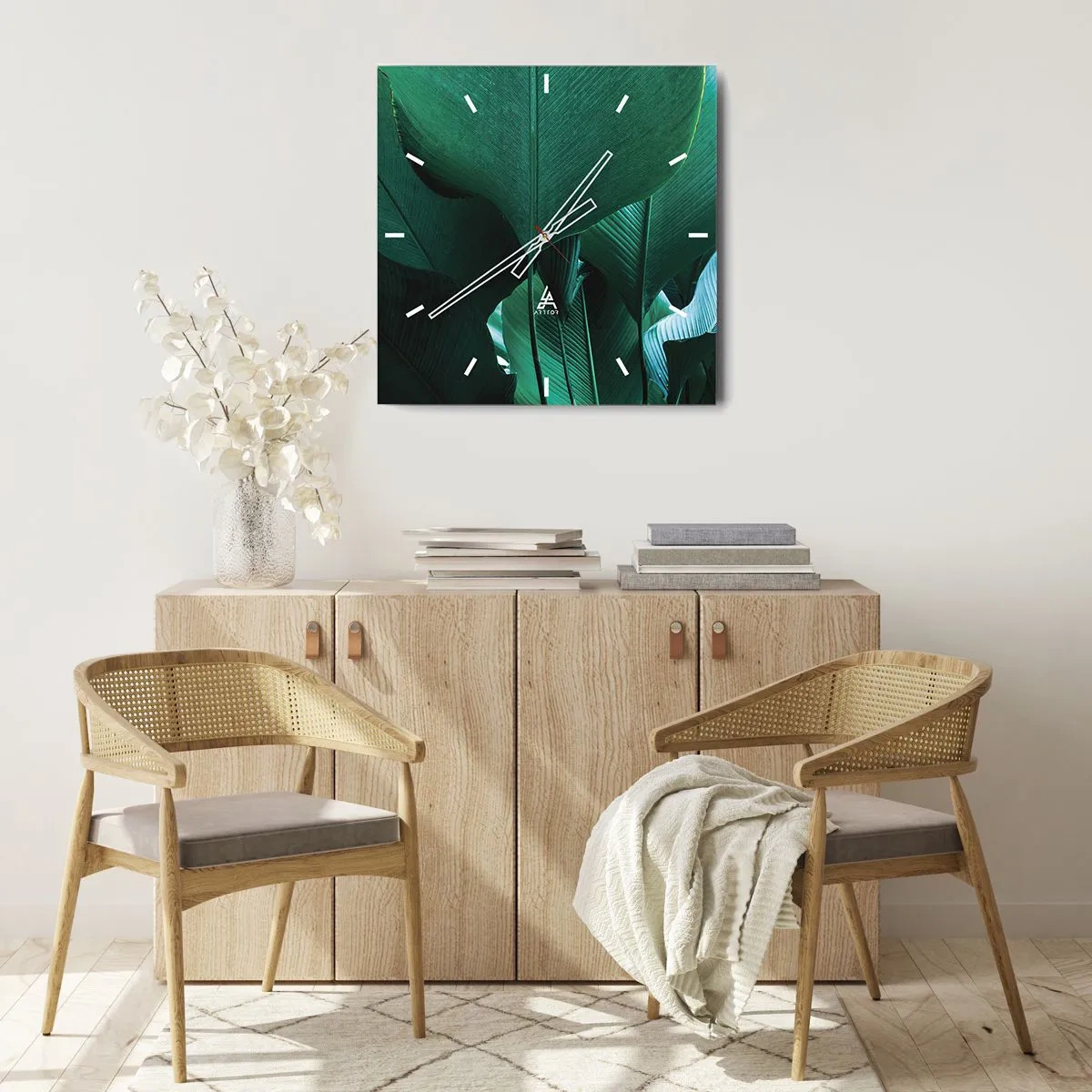 Väggklocka - Klocka på glas - Vända mot ljuset - 40x40 cm