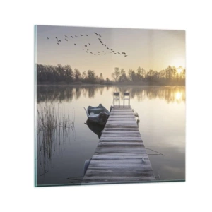 Glastavla - Bild på glas - Kommer tillbaka om en viss tid - 50x50 cm