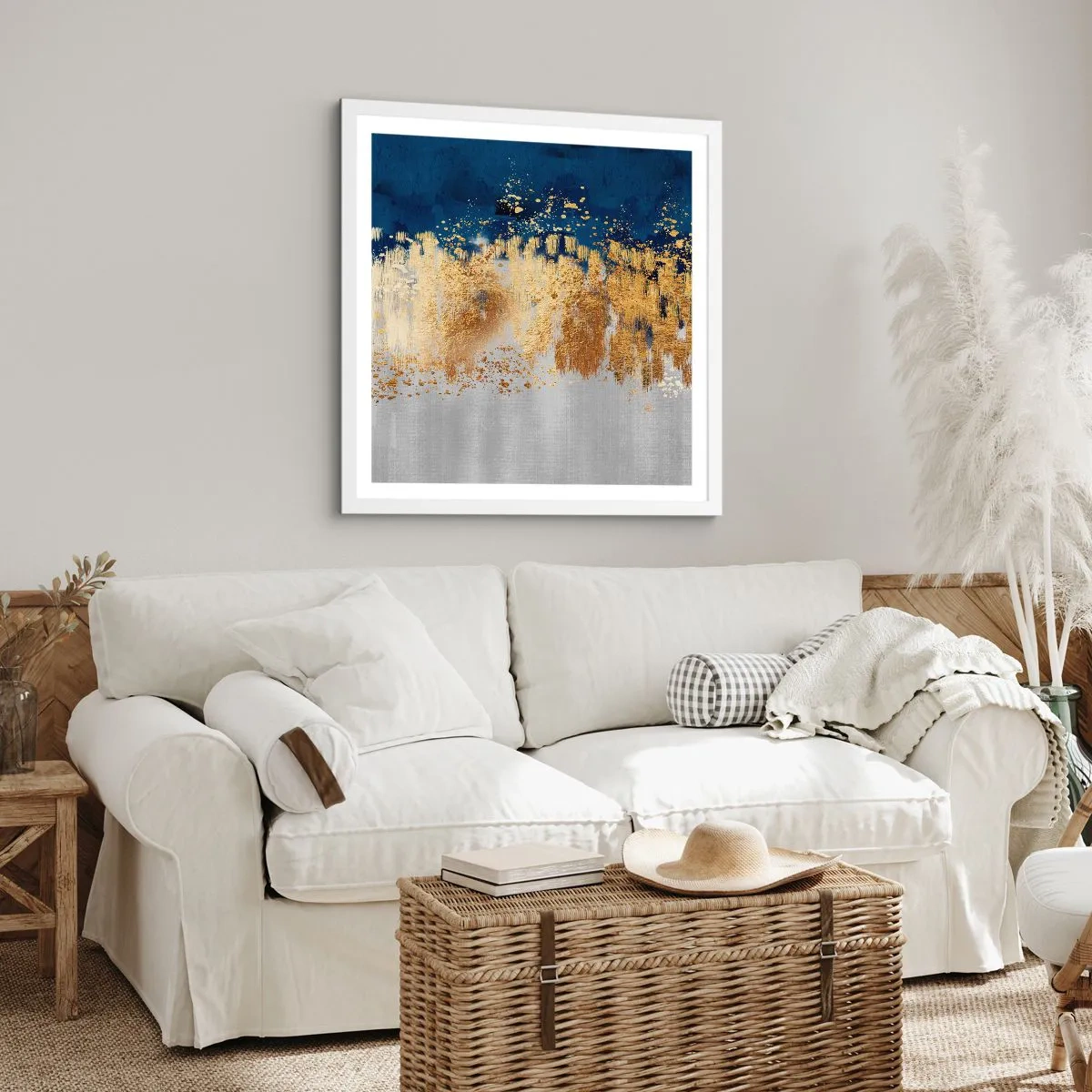 Affisch i vit ram - Modern komposition med blixt - 50x50 cm