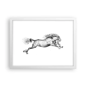 Affisch i vit ram - Fångad i galopplopp - 40x30 cm